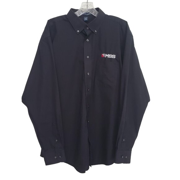 Devon & Jones Mens XL Crown Collection Fit Shirt D620 Black MSS Logo Button Up - Picture 7 of 11